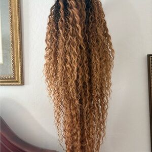 Curly Ombre Brown Hair Wig 21 inches lace front